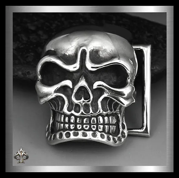 Sterling Silver Tough Biker Skull Belt Buckle