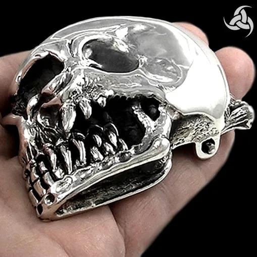 Sterling Silver Ultimate Skull Biker Belt Buckle