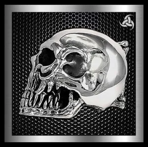 Sterling Silver Ultimate Skull Biker Belt Buckle