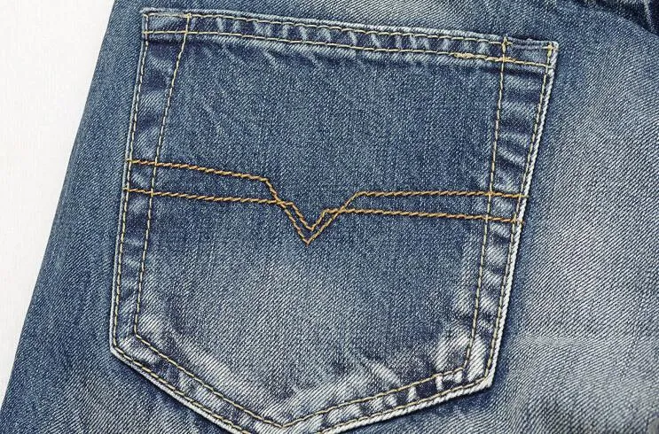 Straight Legged Mixed Blue Fashion Jeans