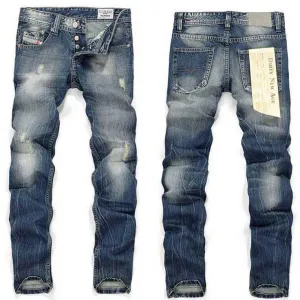 Straight Legged Mixed Blue Fashion Jeans