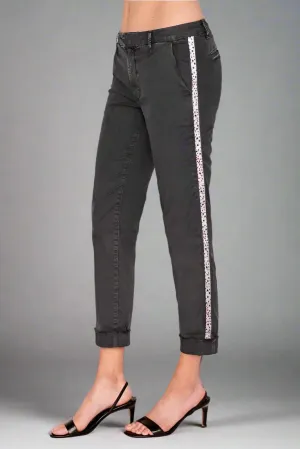 Sundry Star Glitter Stripe Roll Up Chino Trousers