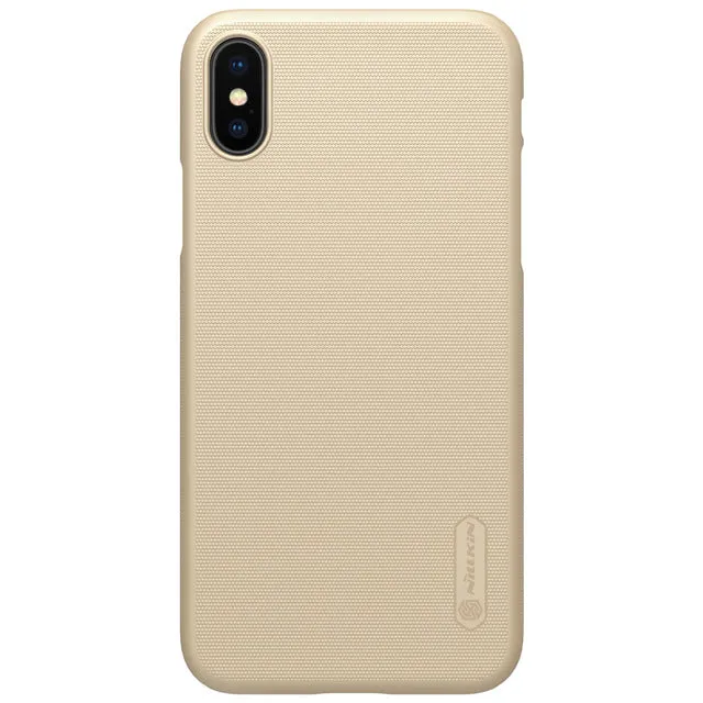 Super Frosted Shield  Hard Back Phone Case For Apple Iphone X   Protect Film - Black,Brown,Gold,Rose Gold,Red,White