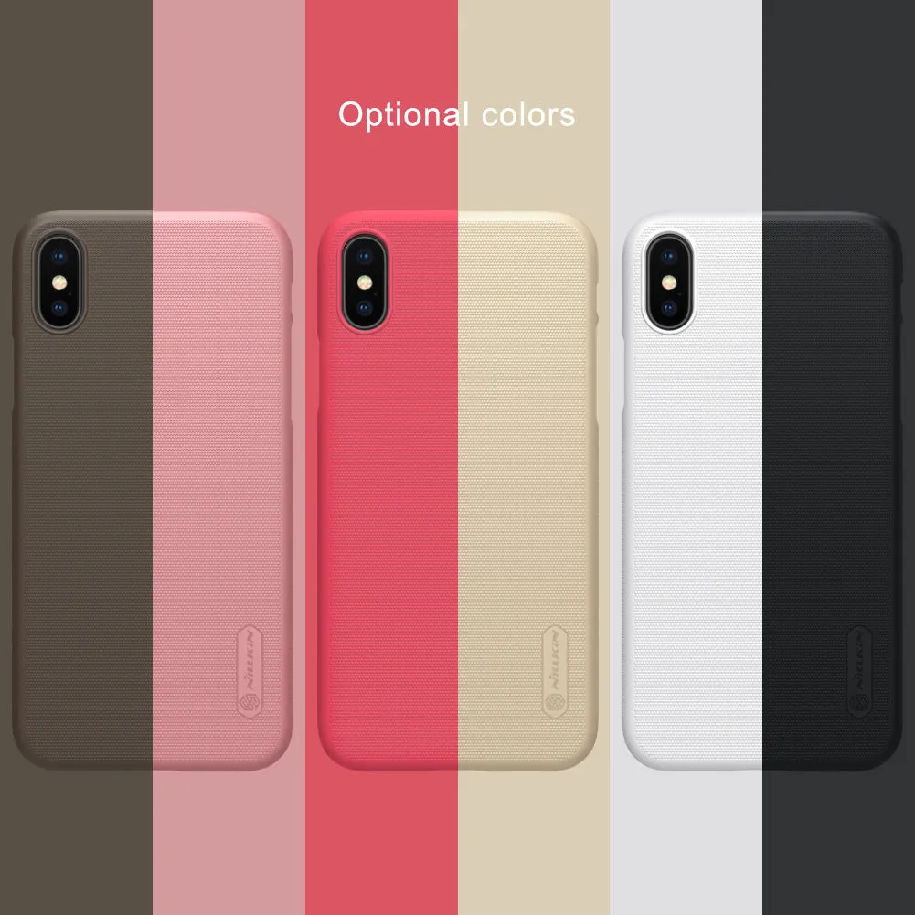 Super Frosted Shield  Hard Back Phone Case For Apple Iphone X   Protect Film - Black,Brown,Gold,Rose Gold,Red,White