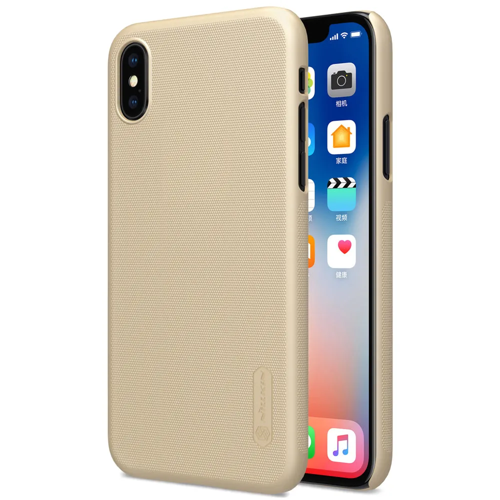Super Frosted Shield  Hard Back Phone Case For Apple Iphone X   Protect Film - Black,Brown,Gold,Rose Gold,Red,White