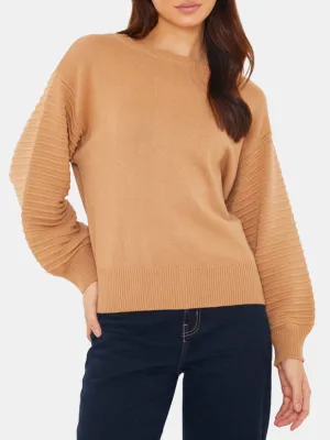 Textured Balloon Sleeve Crew