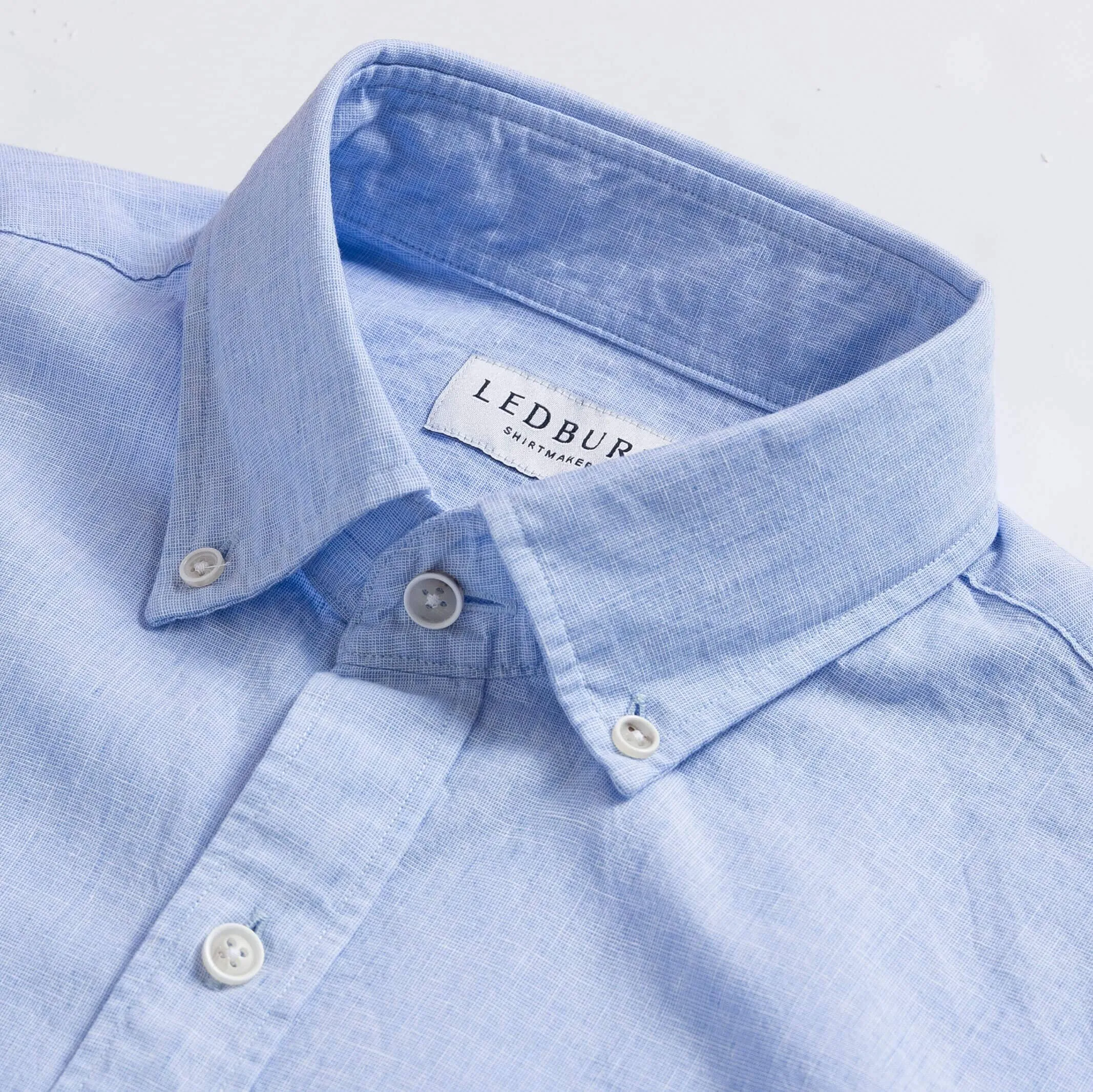 The Light Blue Short Sleeve Barretto Cotton Linen Custom Shirt