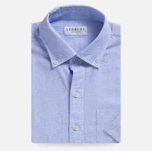 The Light Blue Short Sleeve Barretto Cotton Linen Custom Shirt