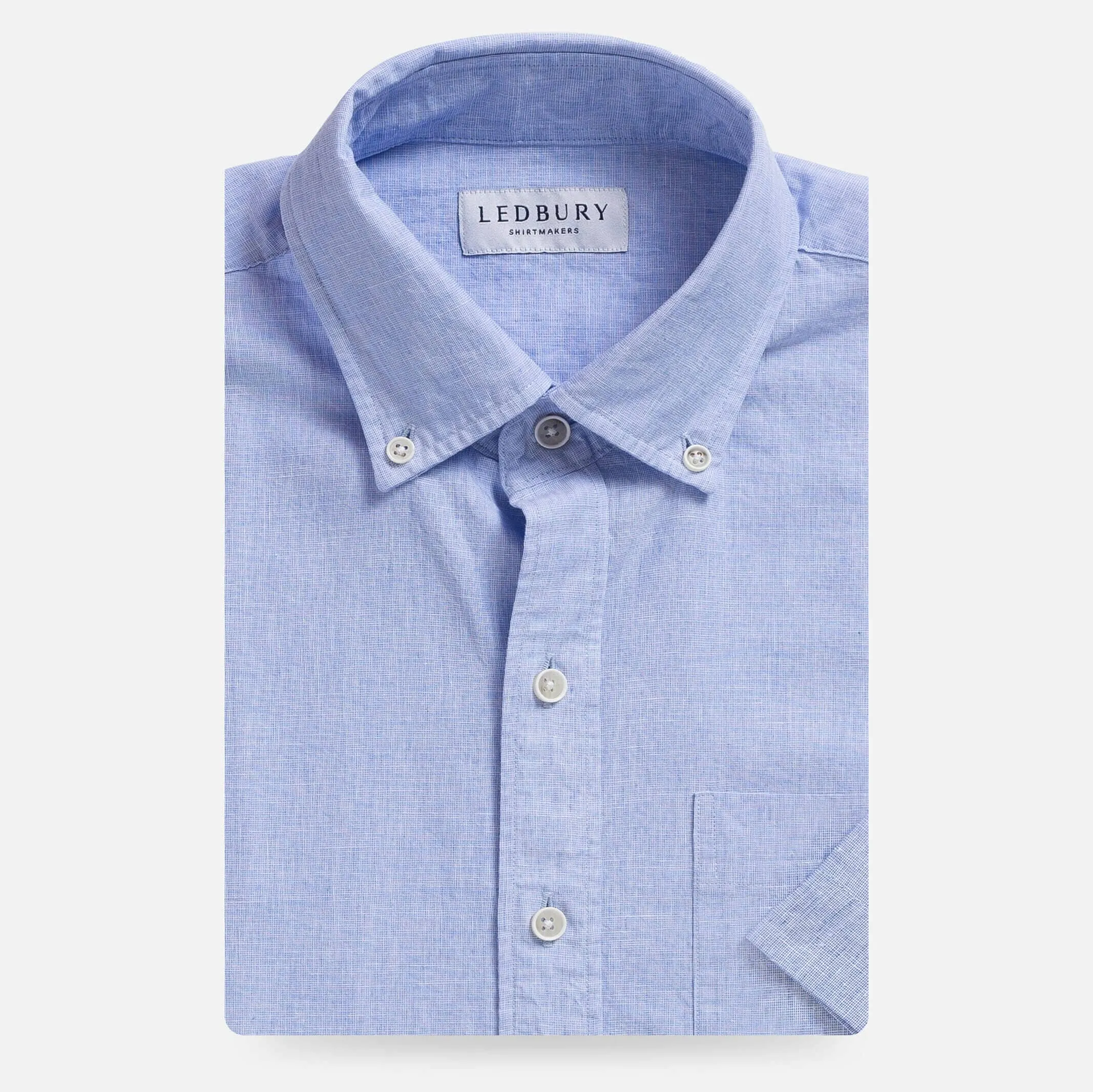 The Light Blue Short Sleeve Barretto Cotton Linen Custom Shirt