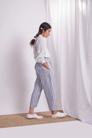 The Plavate I Myakinino Comfy in my skin Co-ord Set Silk Linen Blue Stripe Daily Collection AW22-27