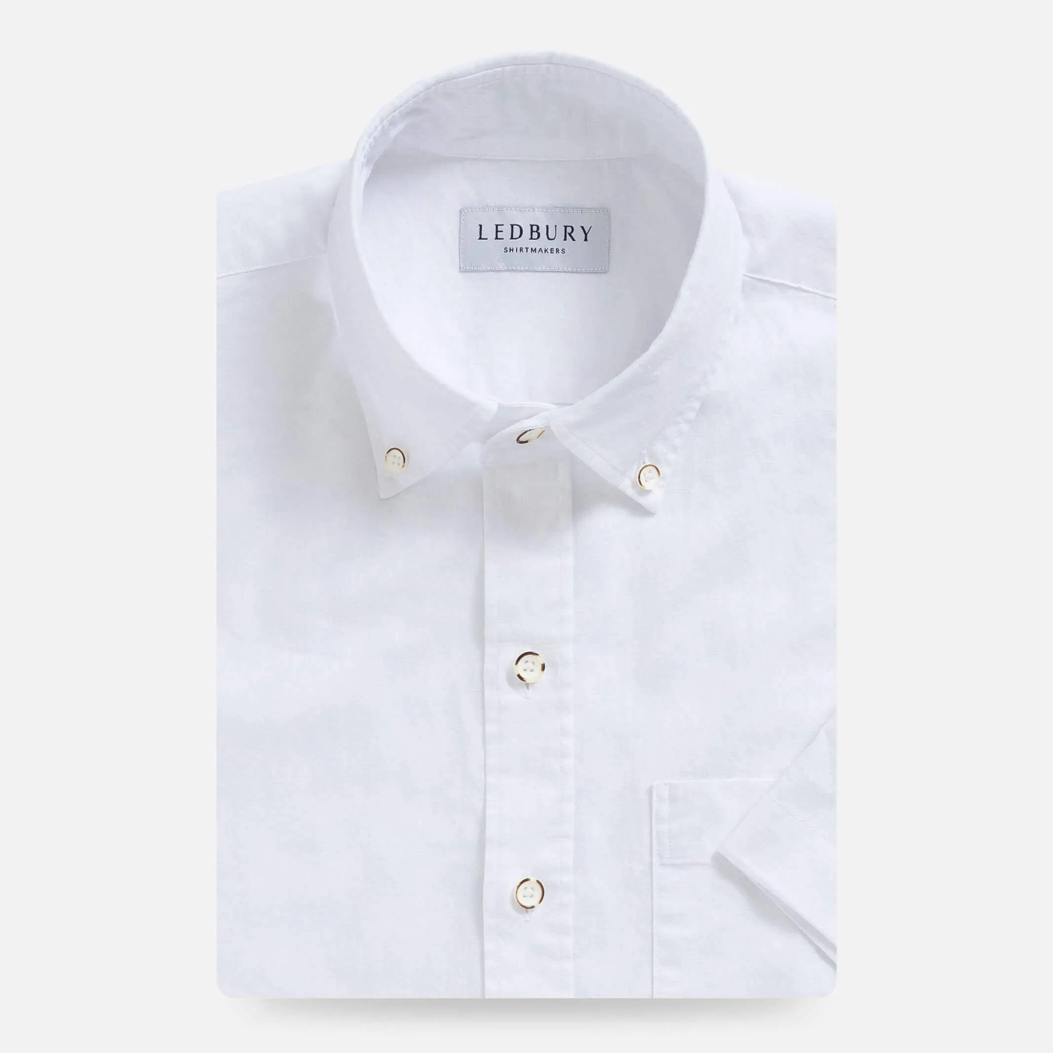 The White Short Sleeve Barretto Cotton Linen Custom Shirt