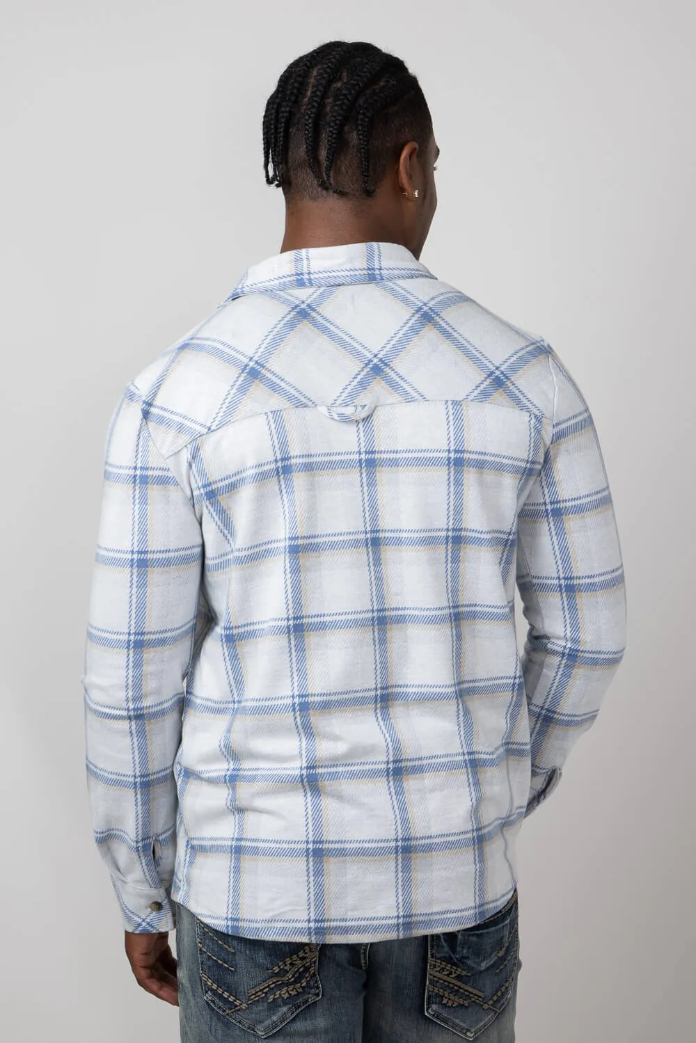 Thread & Supply Clark Shirt for Men in Cream Blue Plaid | T3184PVXTM-CREAMBLUEPLAID