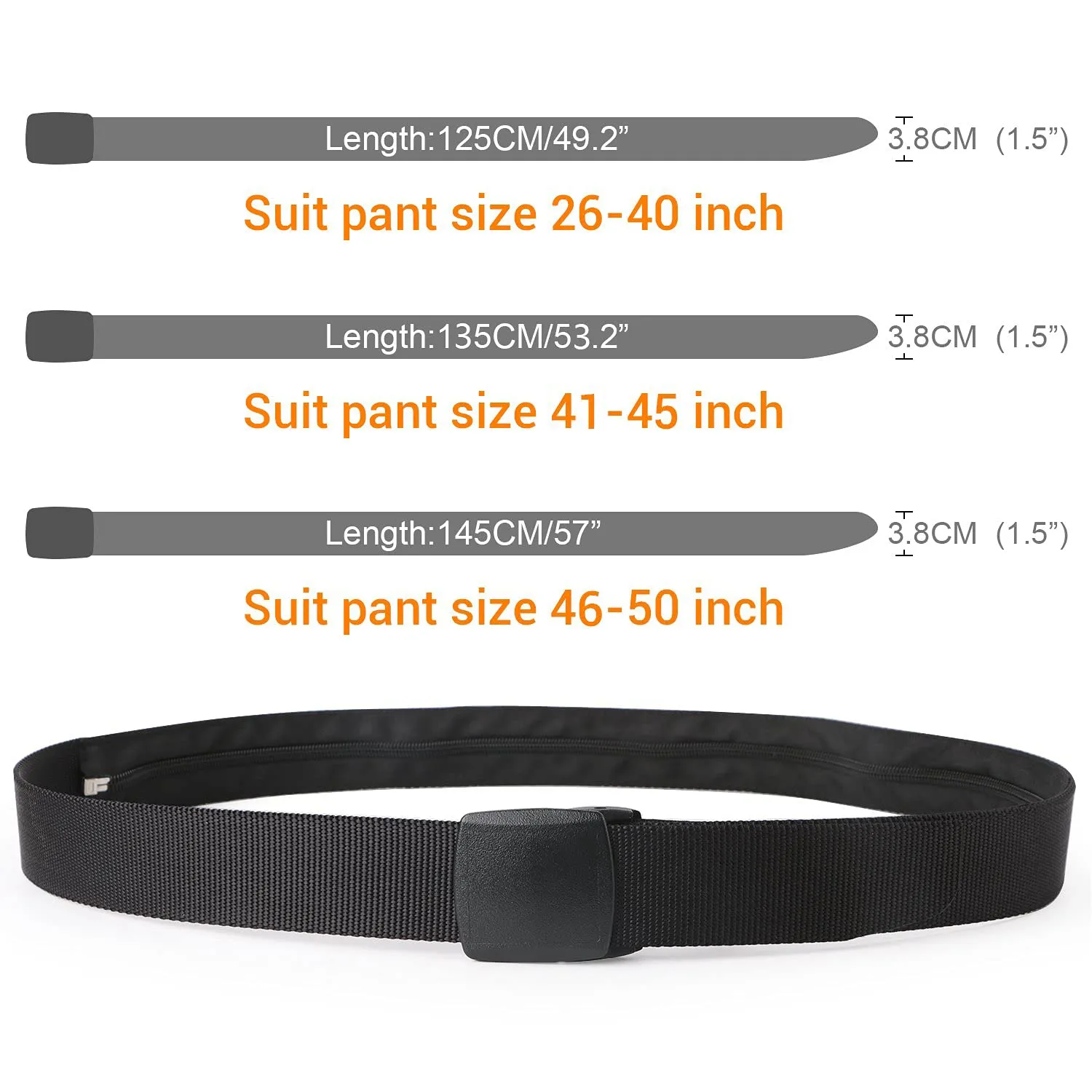 Travel Security Money Belt with Hidden Money Pocket - Cashsafe Anti-Theft Wallet Unisex Nickel free Nylon Belt