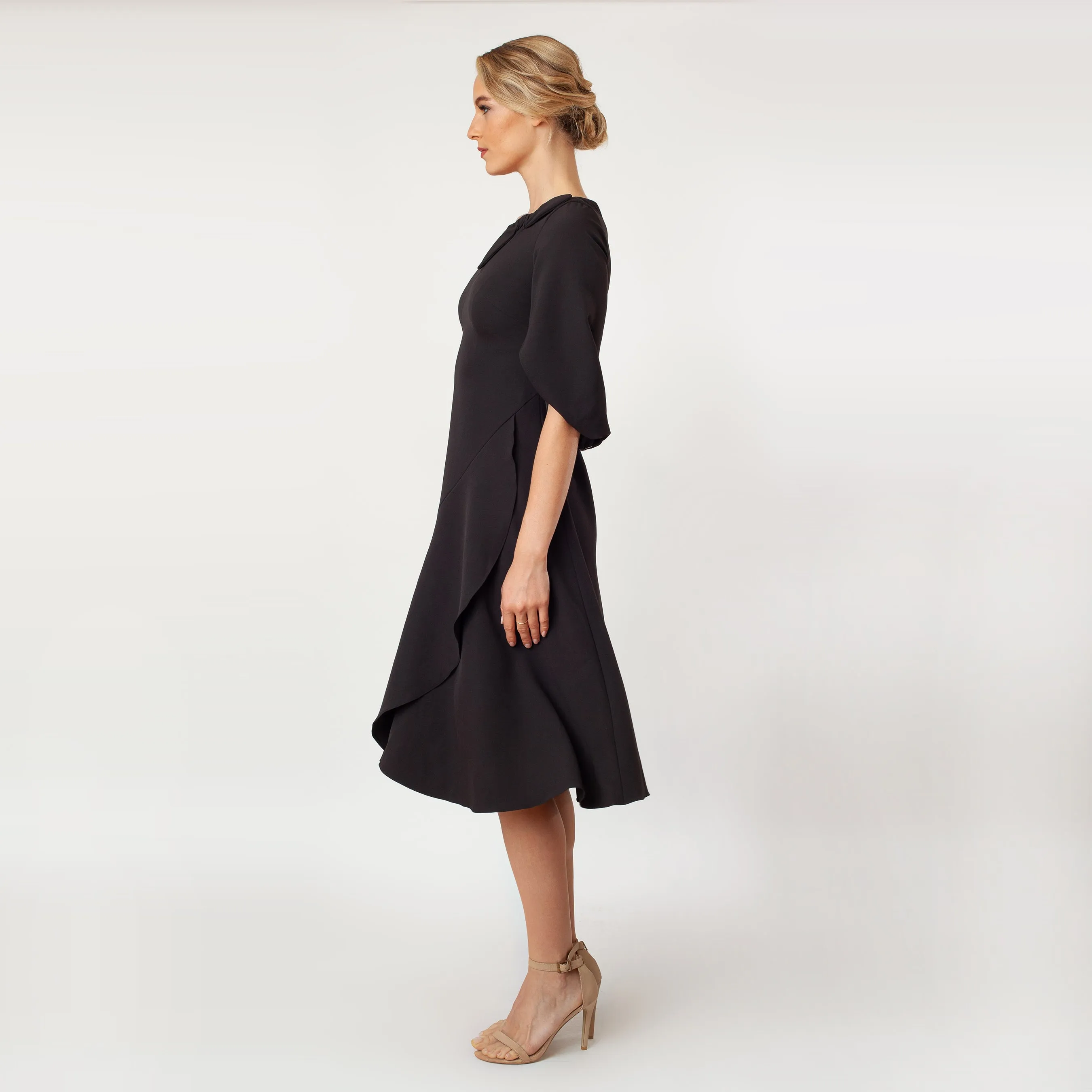 Tulip Sleeve T-length Fit & Flare Dress