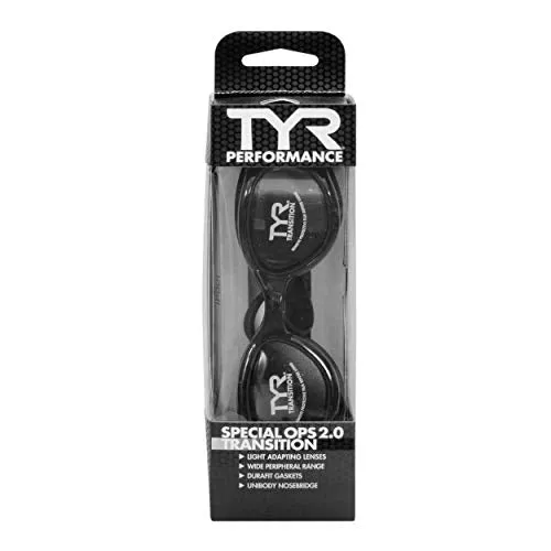TYR Special Ops 2.0 Transition Swimming Goggles (Clear, Black)