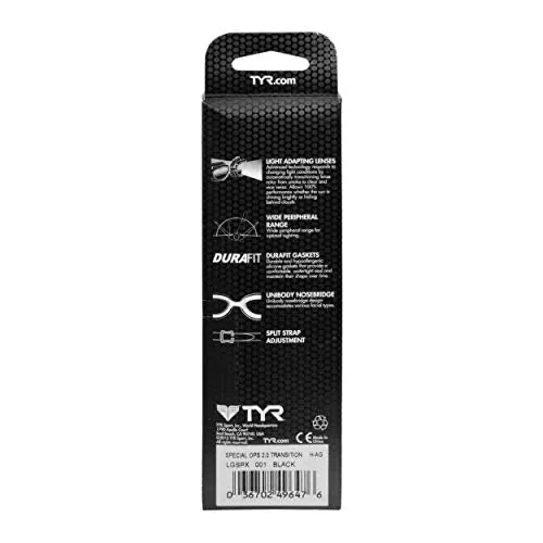 TYR Special Ops 2.0 Transition Swimming Goggles (Clear, Black)
