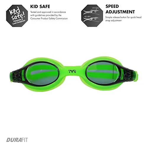 TYR Swimples Swimming Goggles (Smoke, Green)