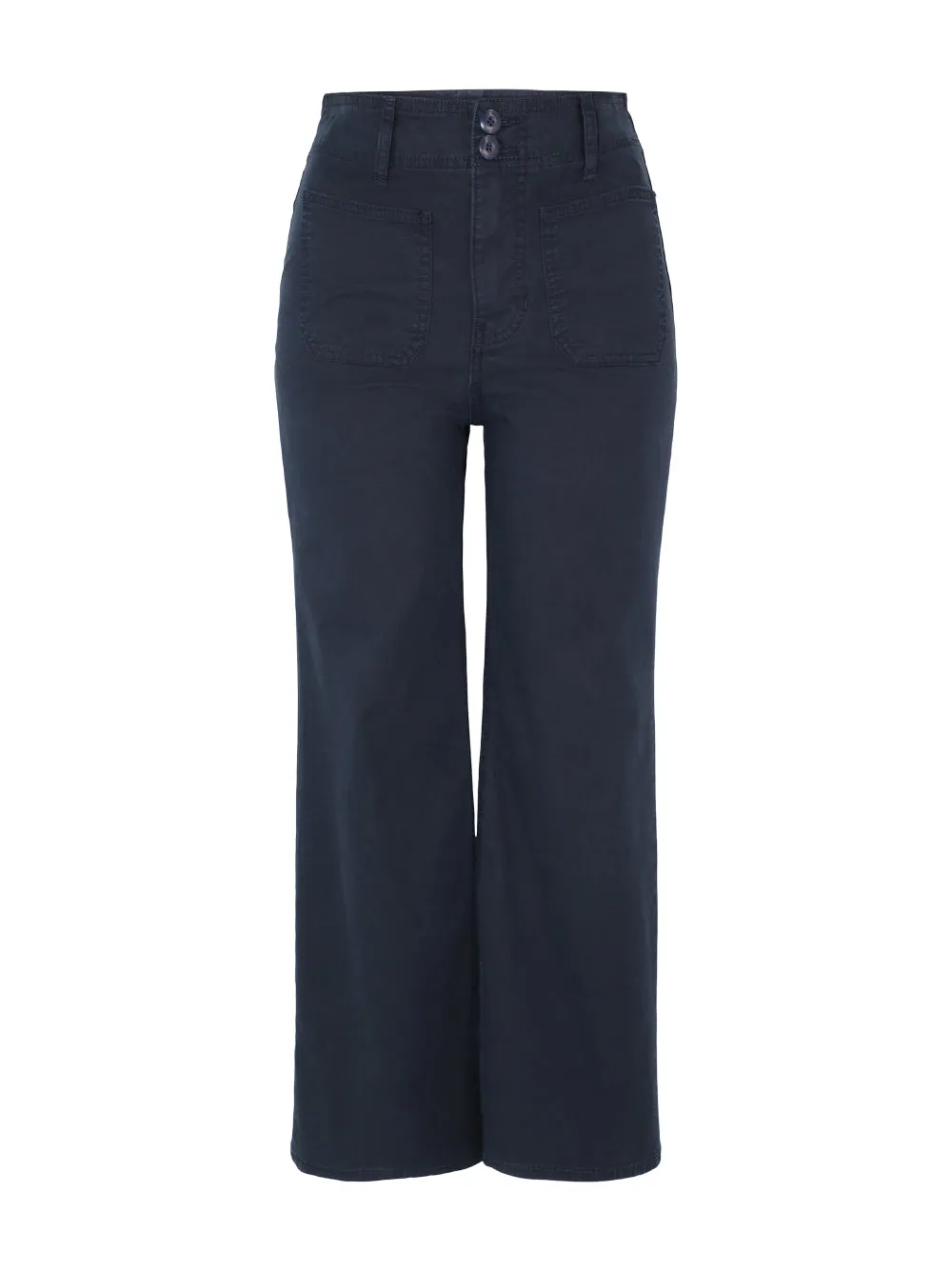 Veronica Beard Grant Cropped High Rise Wide-Leg Pant in Navy