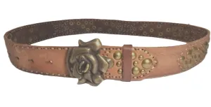 Vintage Brown Belt with Flower Buckle