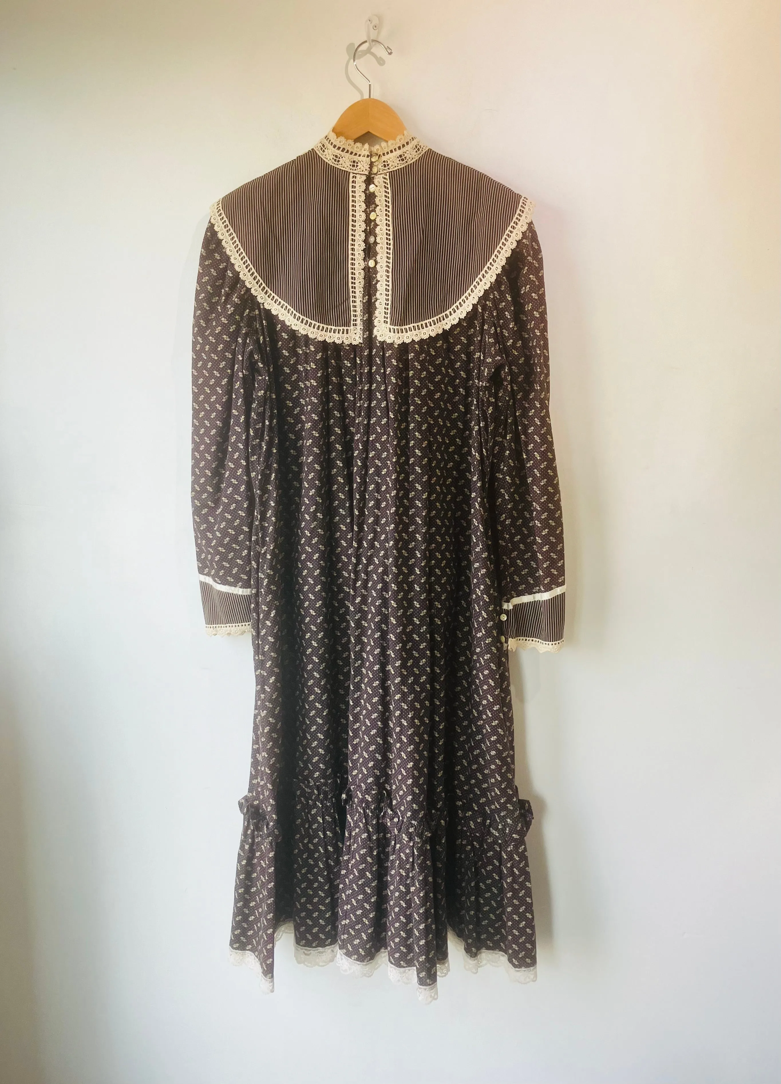 Vintage Gunne Sax Navy Black Calico Dress