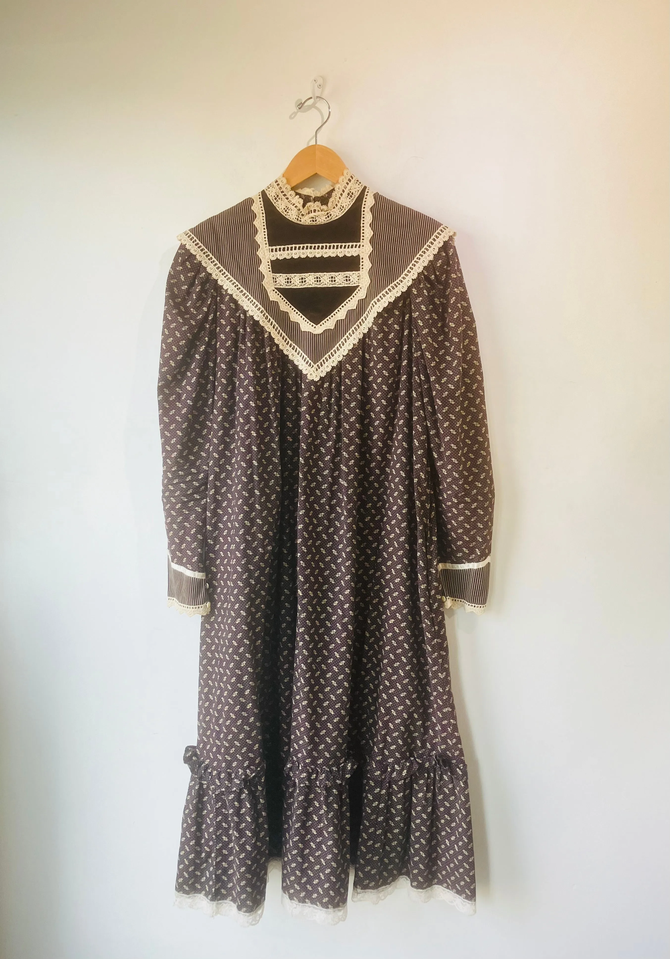Vintage Gunne Sax Navy Black Calico Dress