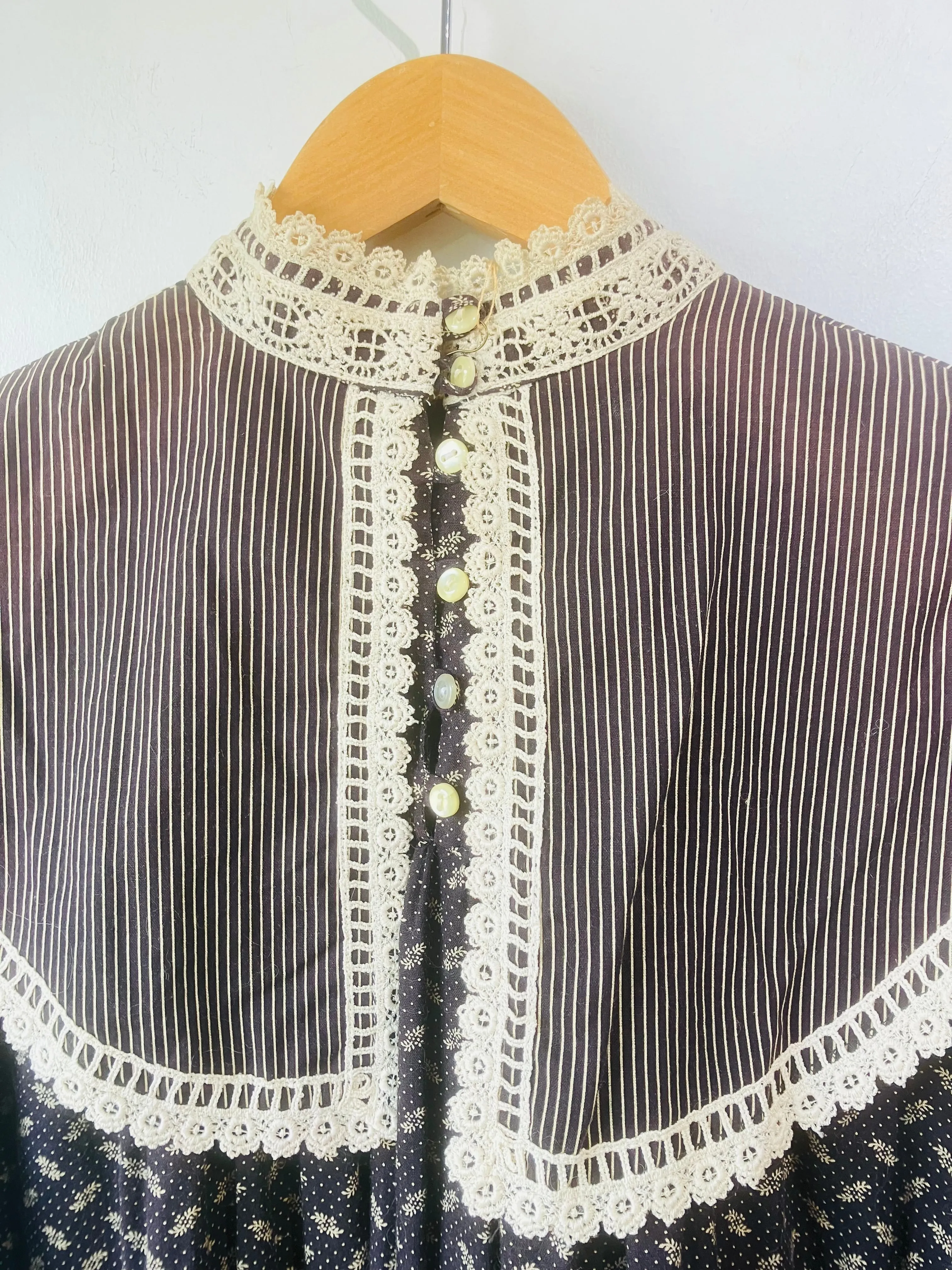 Vintage Gunne Sax Navy Black Calico Dress