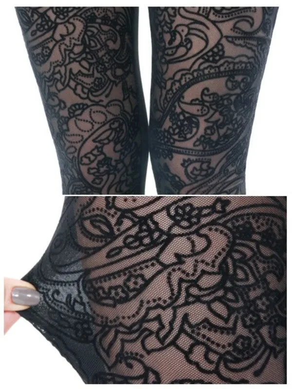 vintage pattern velvet cotton legging