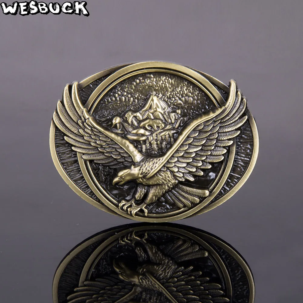 WesBuck Brand Eagle Metal Cool Belt Buckles for Man Unisex Western Fashion Buckle Cowboys Cowgirls Paracord Buckle Luxury Hebill