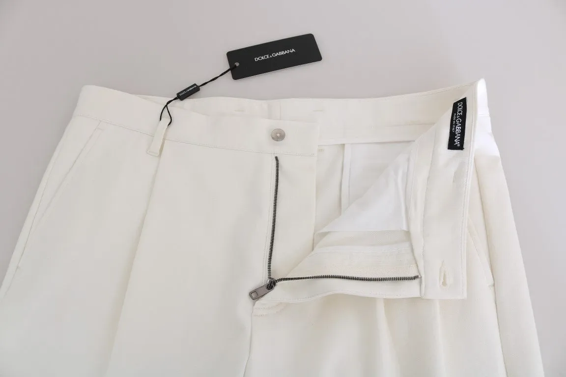 White Cotton Casual Cropped Pants