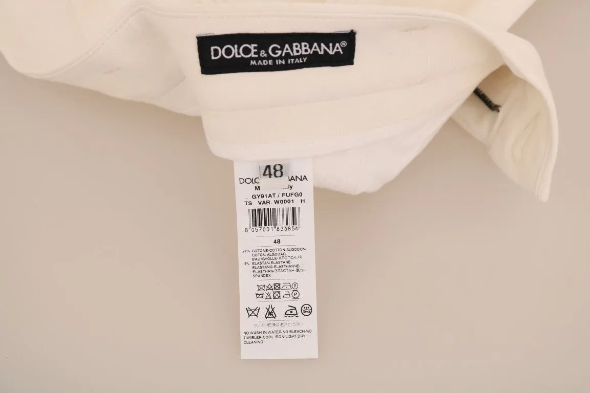 White Cotton Casual Cropped Pants