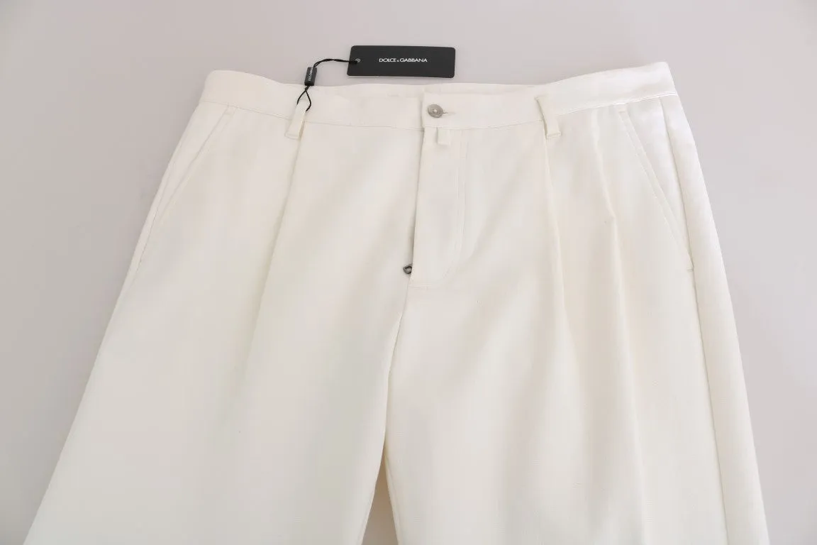 White Cotton Casual Cropped Pants