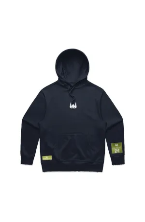WOLFPACK UNLTD "THE HOODED ARMOR" HEAVYWEIGHT EMBROIDERED HOODIE | NAVY BLUE