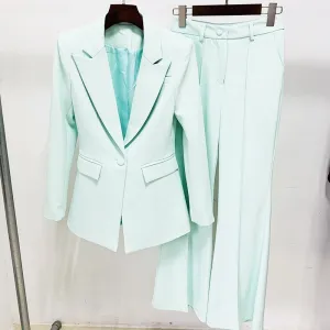 Women Fashion Pants Suit Blazer   Flare Trousers Two Piece Pantsuits