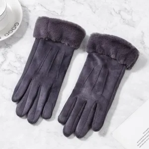Women Gloves Winter Touch Screen 2020 Female Suede Furry Warm Full Finger Gloves Lady Winter Outdoor Sport Driving Women Gloves