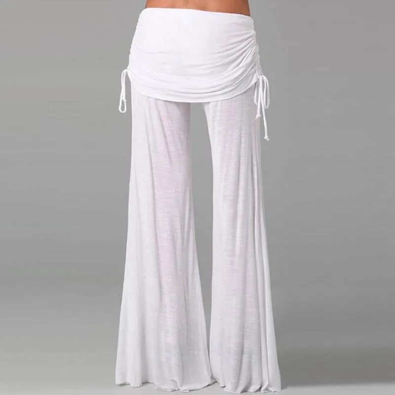 Women Wide Leg Pants High Waist Flare Dance Pants Trousers For Women Pantalones Mujer Pantskirt Loose Long Harem Danling Pants