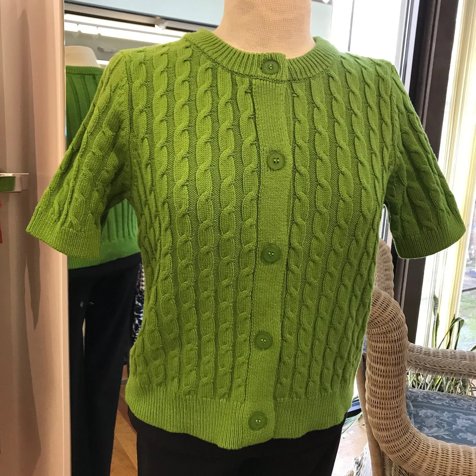 Women's 525 America | Short Sleeve Cable Cardigan | Garden