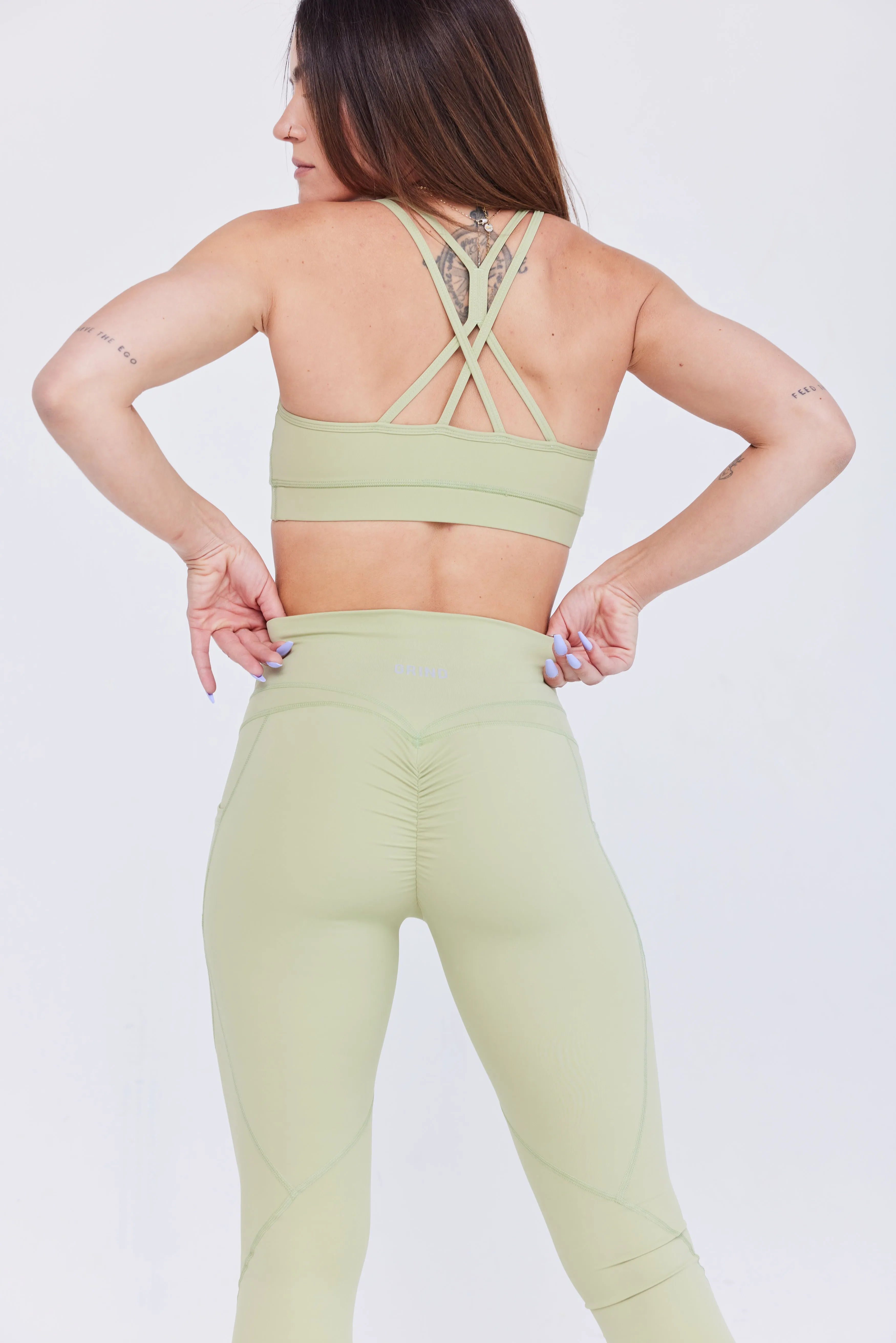 Women's Cross Back Sports Bra - Sage