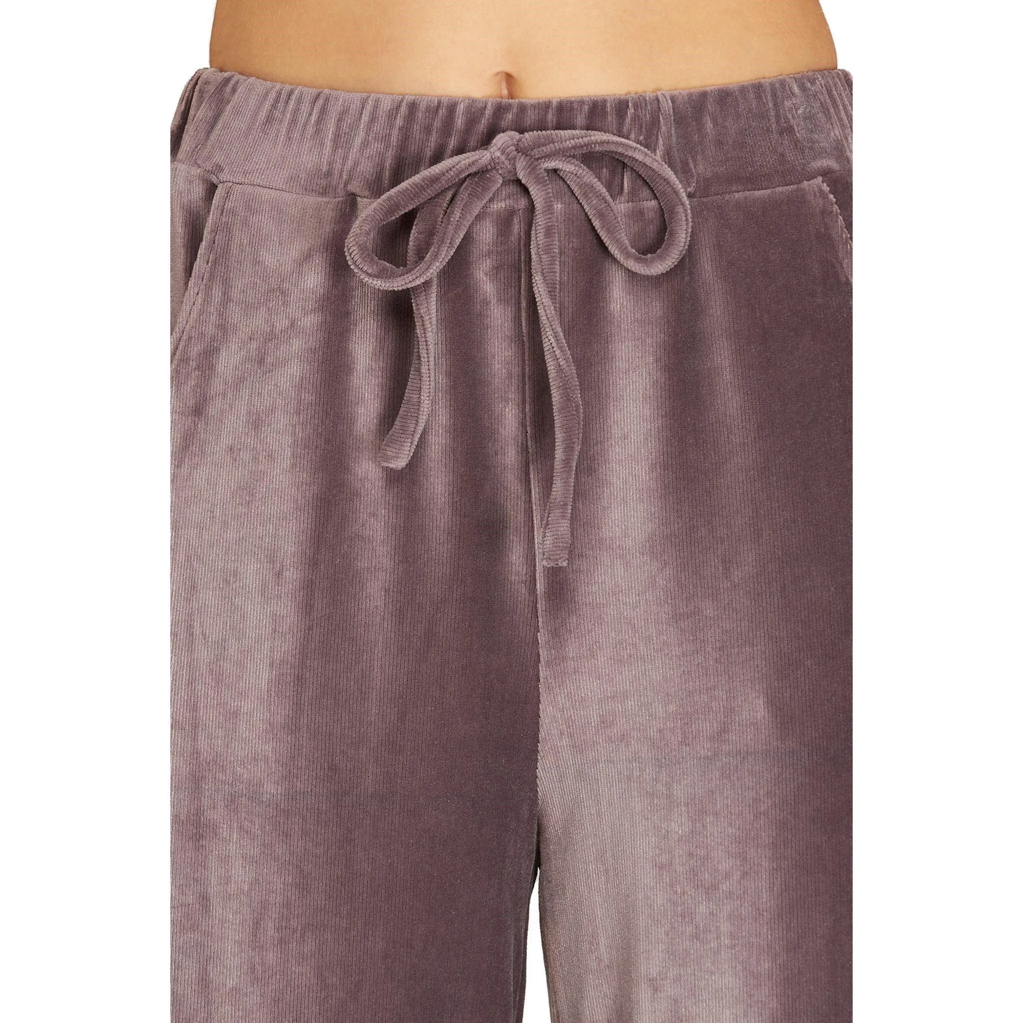 Women's Velvet Wide Leg Pants with Elastic Waistband