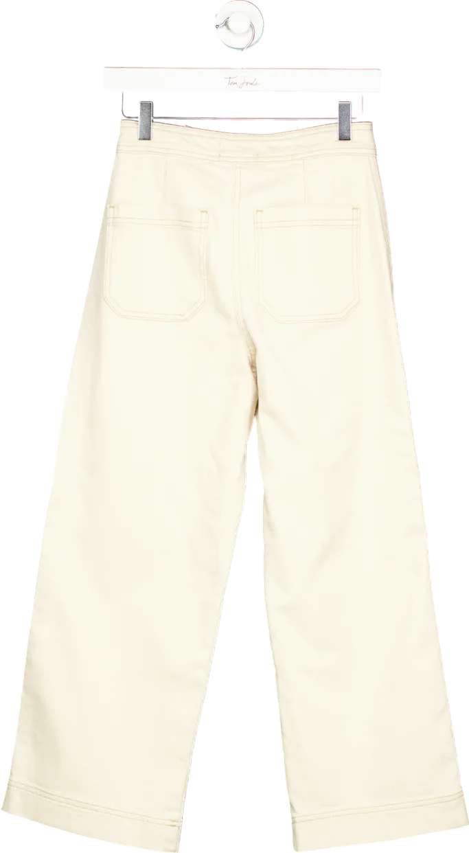 WYSE LONDON Ecru Allie Flare Cropped Jean UK 8