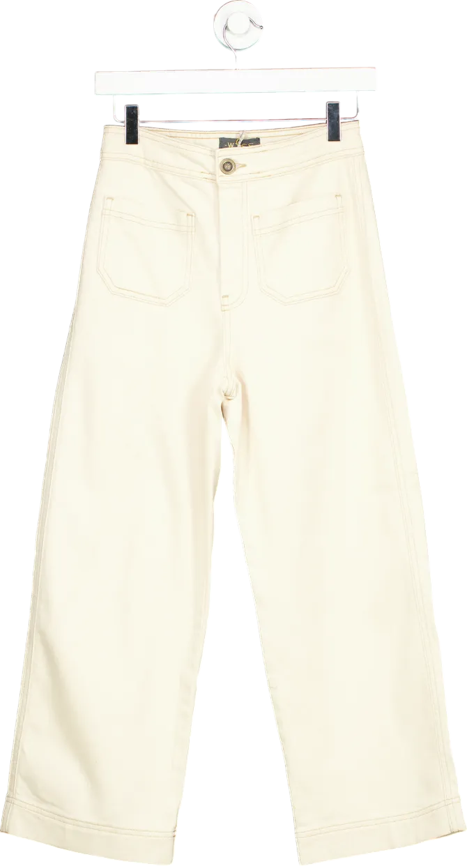 WYSE LONDON Ecru Allie Flare Cropped Jean UK 8