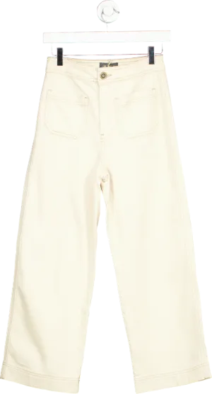 WYSE LONDON Ecru Allie Flare Cropped Jean UK 8