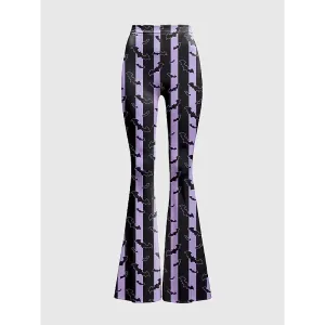 Y2K High-Waisted Flared Pants with Elastic Waistband