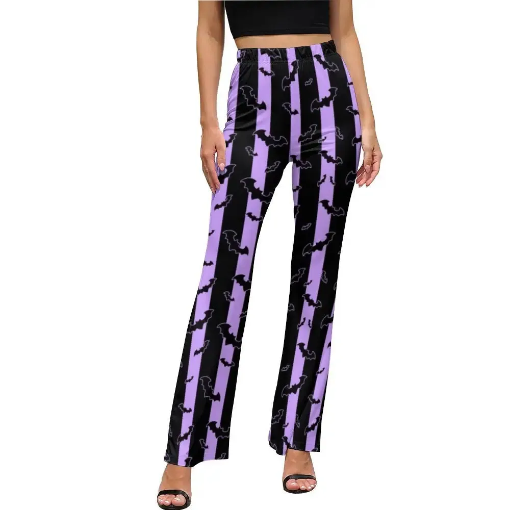 Y2K High-Waisted Flared Pants with Elastic Waistband