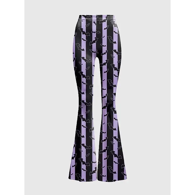 Y2K High-Waisted Flared Pants with Elastic Waistband