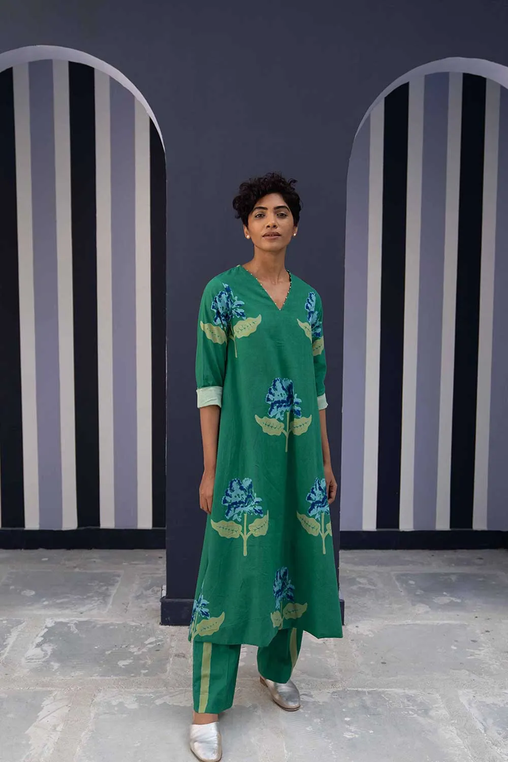 YAM   I   BALI KURTA SET 2  (KURTA & PANTS) COTTON GREEN YAMBILLIE04
