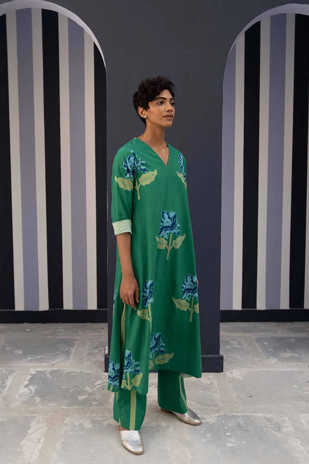 YAM   I   BALI KURTA SET 2  (KURTA & PANTS) COTTON GREEN YAMBILLIE04