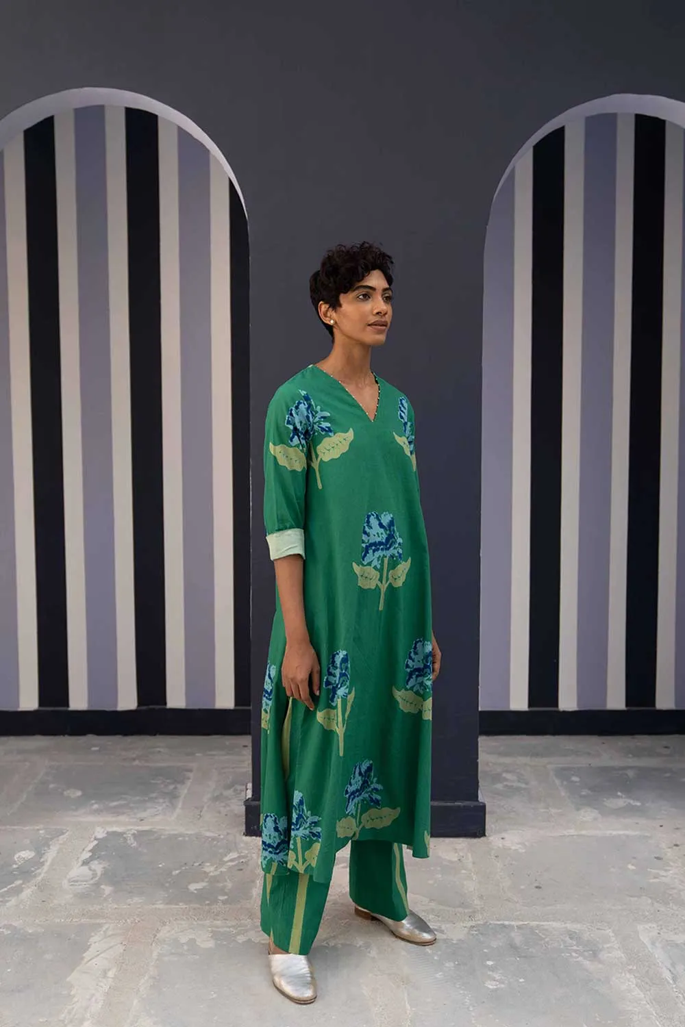 YAM   I   BALI KURTA SET 2  (KURTA & PANTS) COTTON GREEN YAMBILLIE04