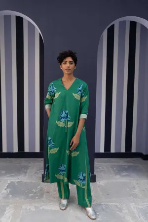 YAM   I   BALI KURTA SET 2  (KURTA & PANTS) COTTON GREEN YAMBILLIE04