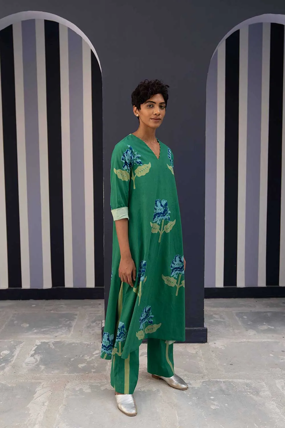 YAM   I   BALI KURTA SET 2  (KURTA & PANTS) COTTON GREEN YAMBILLIE04