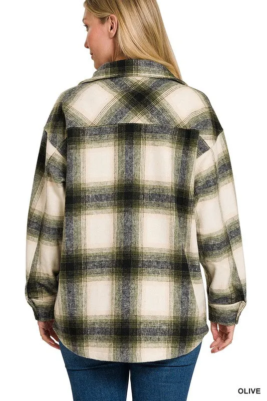 ZENANA Oversized Yarn Dyed Plaid Longline Shacket